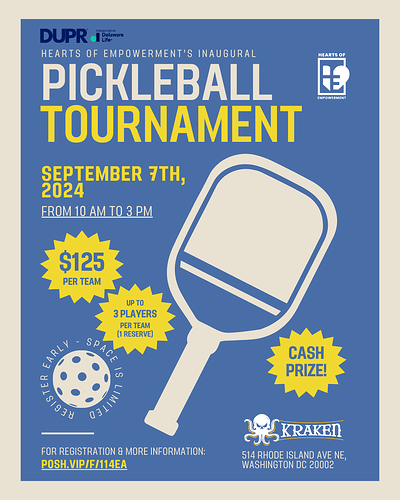 Hearts Pickleball Tournament Flyer